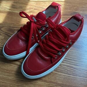 Bright red size 6.5 lace up sneakers